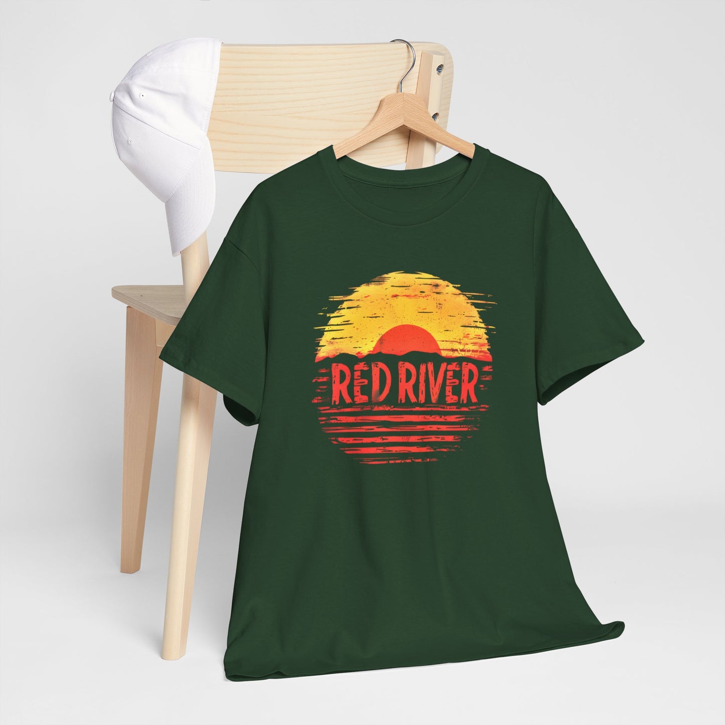 "Red River Graphic Tee - Vintage Style Unisex Cotton T-Shirt"