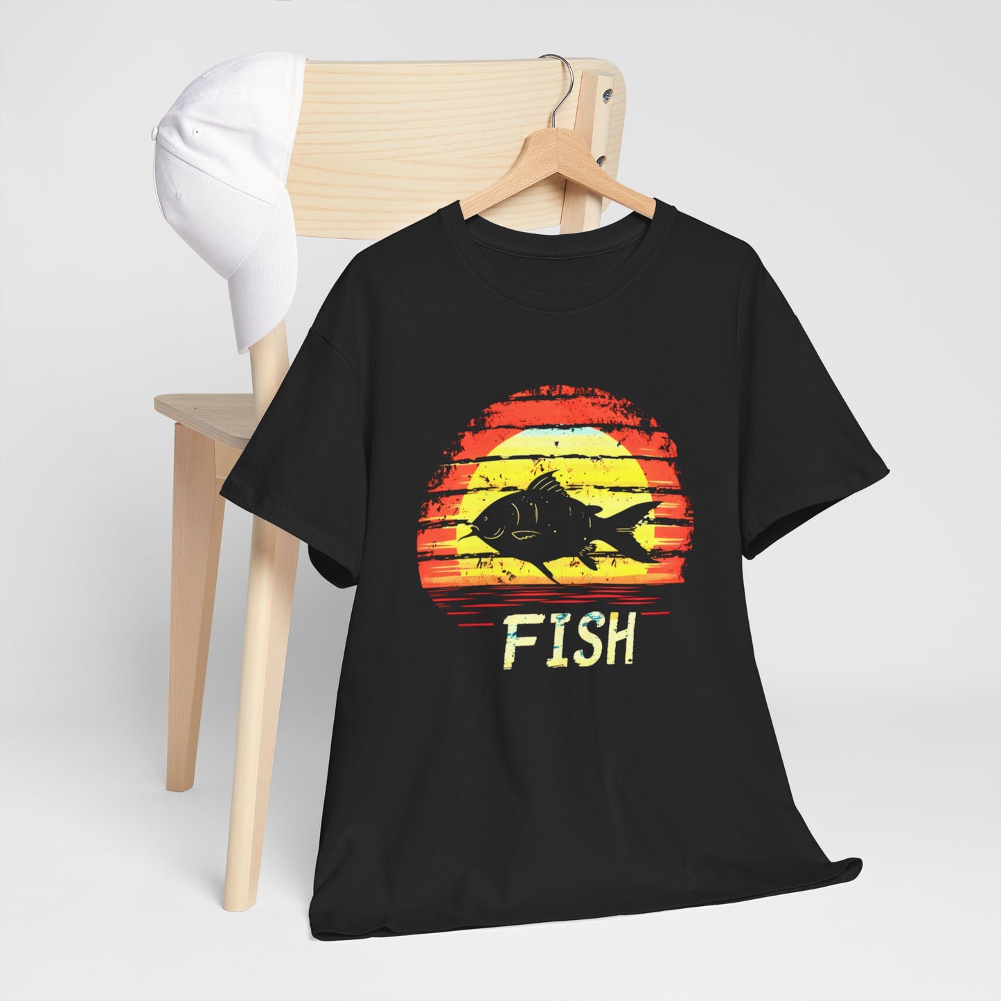 Black Fish Sunset Graphic T-Shirt – Bold, Artistic, and Stylish Statement