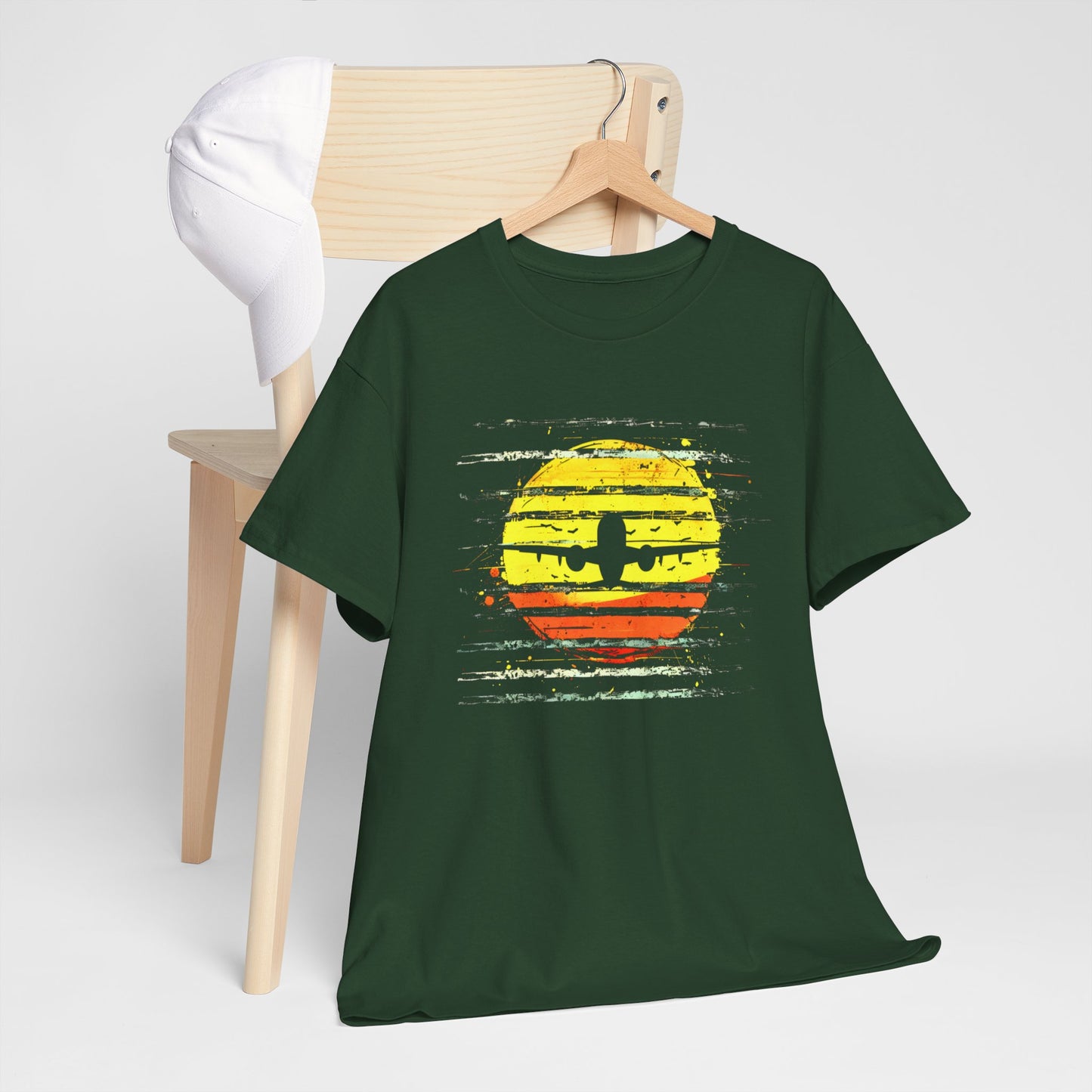 "Sunset Aviation T-Shirt – Vintage Airplane Graphic Tee for Aviation Lovers"