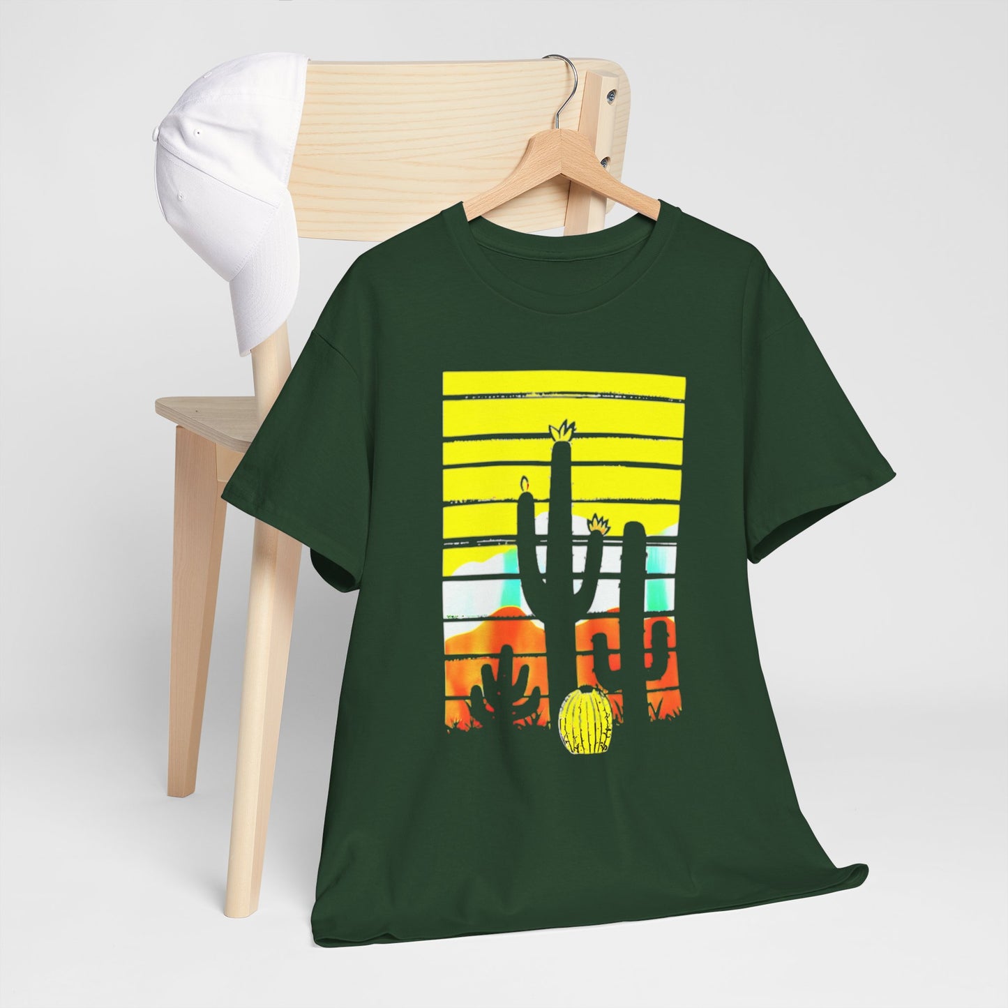 "Desert Cacti Sunset T-Shirt - Southwest Cactus Sunset Graphic Tee, Outdoor Adventure Apparel"
