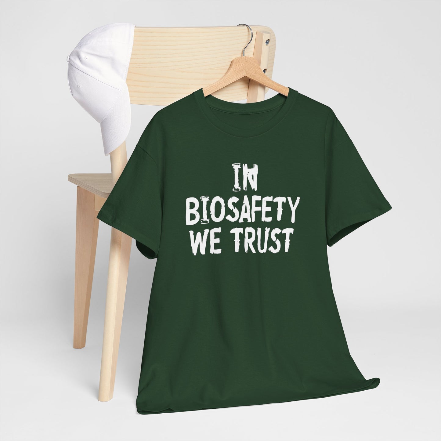 "IN Biosafety We Trust T-Shirt | Safety Commitment Tee | Lab & Workplace Apparel"