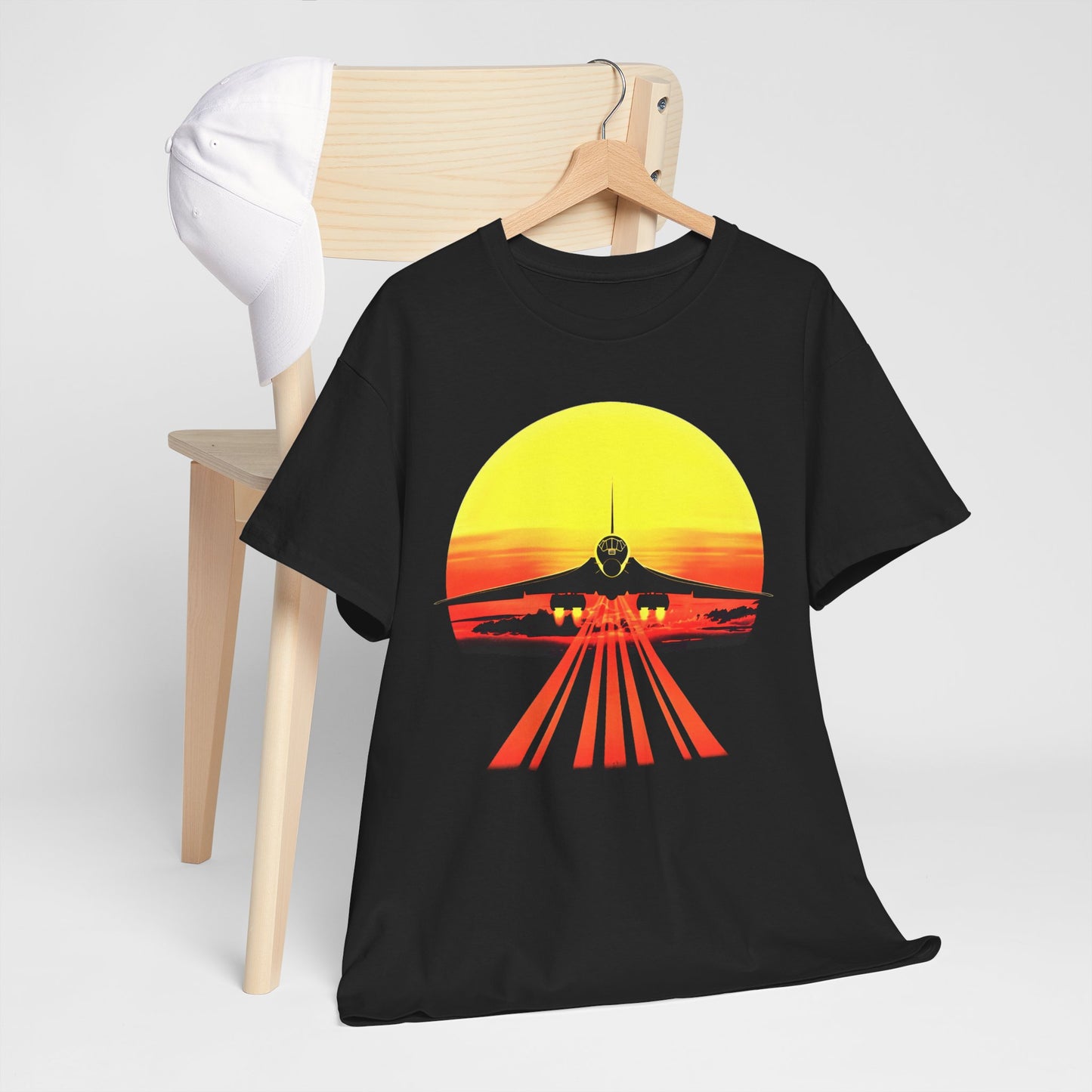 Concorde Landing Aviation Sunset T-Shirt – Supersonic Jet Graphic Tee | Premium Cotton