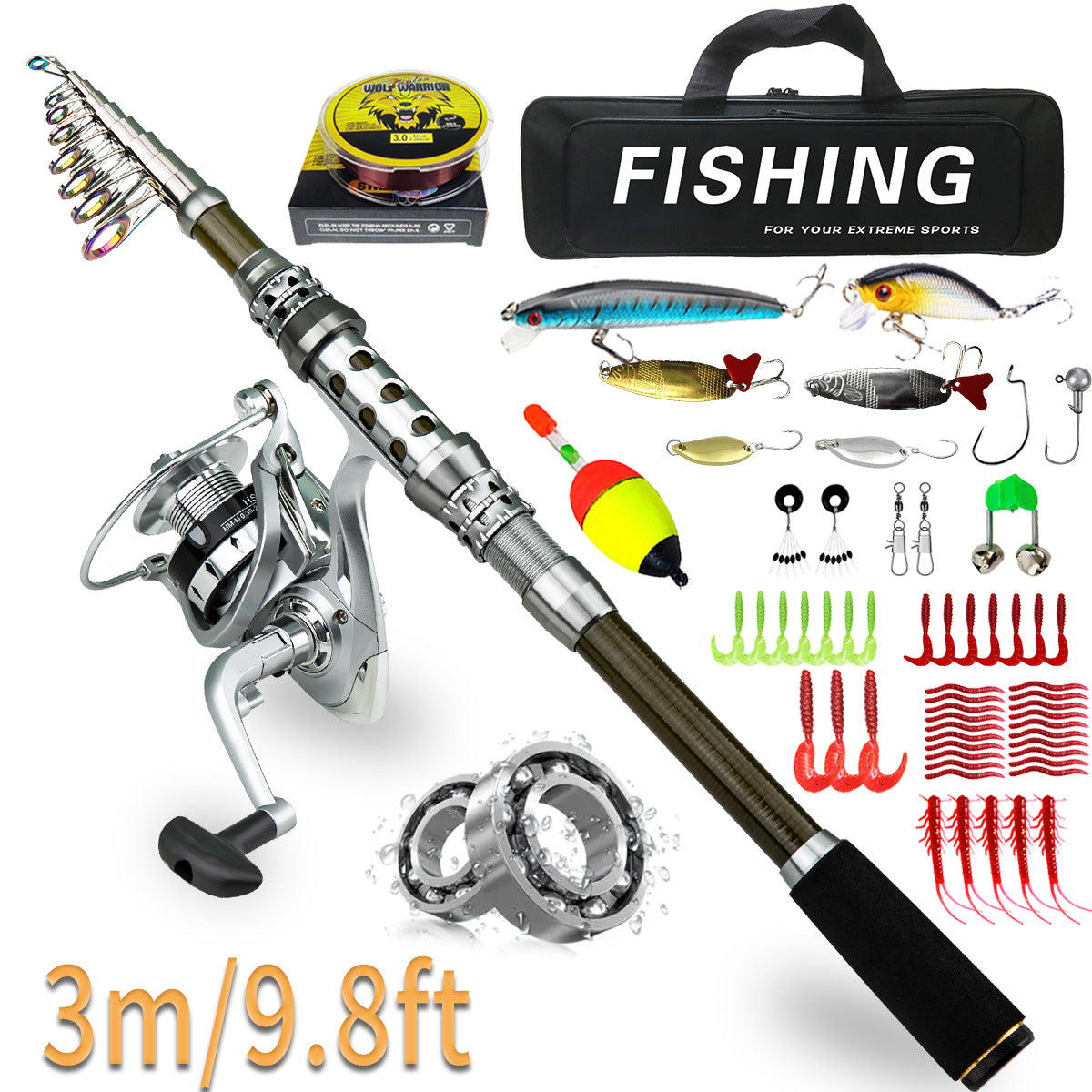 Telescopic Portable Long-Cast Rod And Reel Fishing Tackle Lure Rod Full Set
