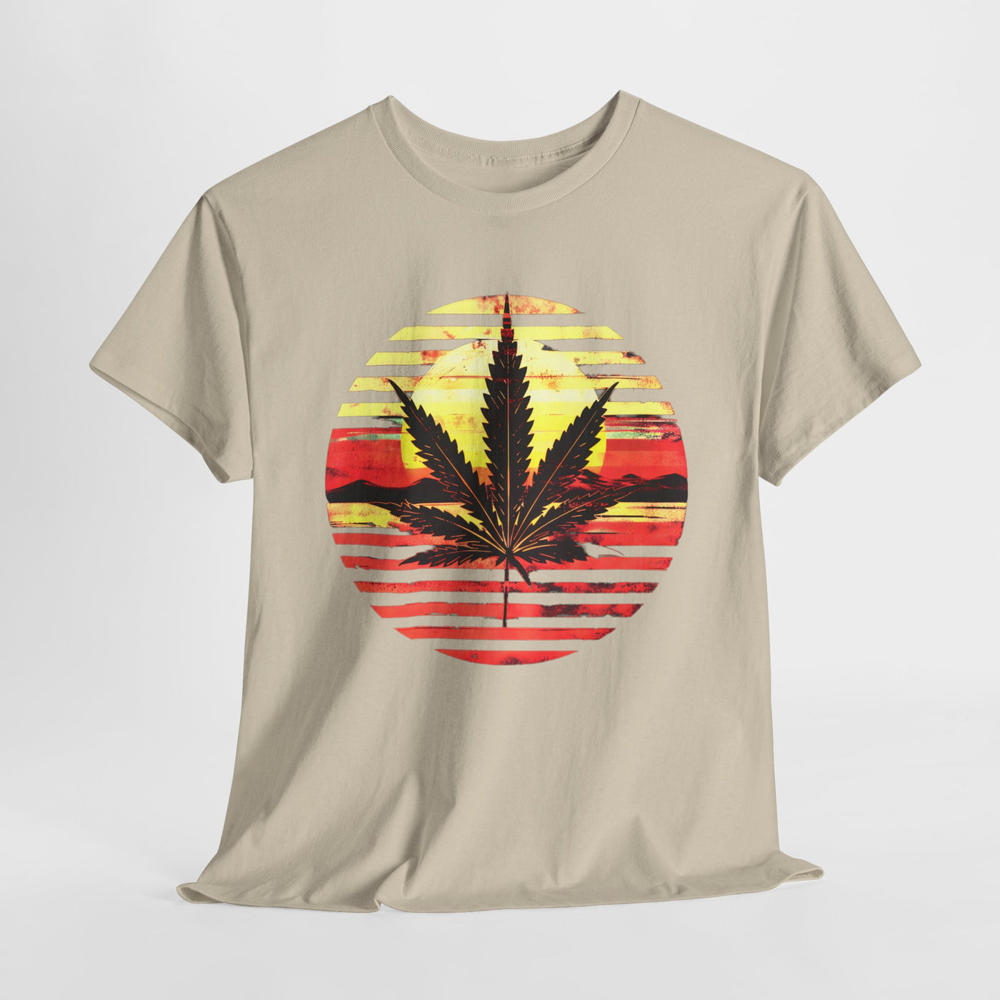 Cannabis Leaf Sunset T-shirt Design