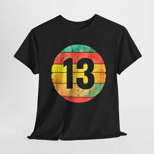 "Lucky 13 Sunset T-Shirt – Premium Cotton Tee with Bold Sunset Graphic, Stylish & Comfortable Casual Wear"