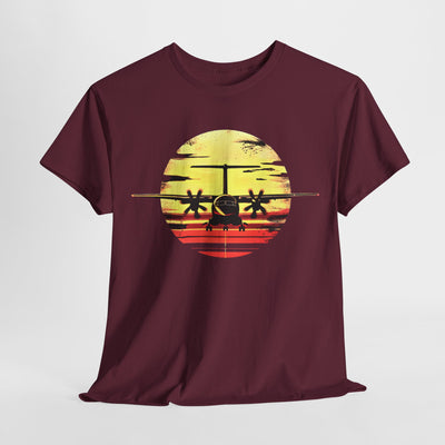 ATR-72 Turboprop Sunset Graphic T-Shirt – Aviation Art | Premium Cotton Tee