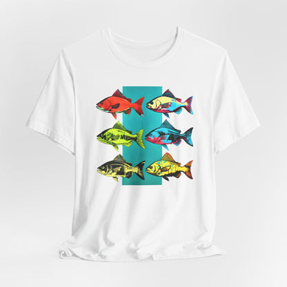 Six Andrew Warhol Style Fishes T-shirt design