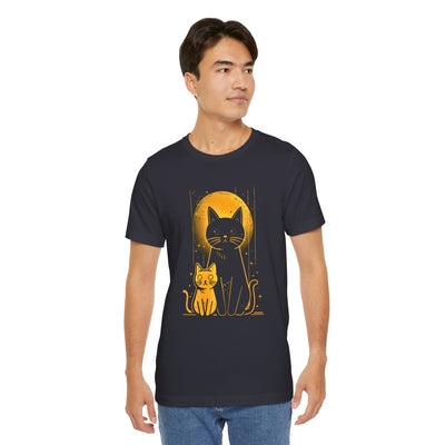 Two Cats Under Full Moon T-shirt Design