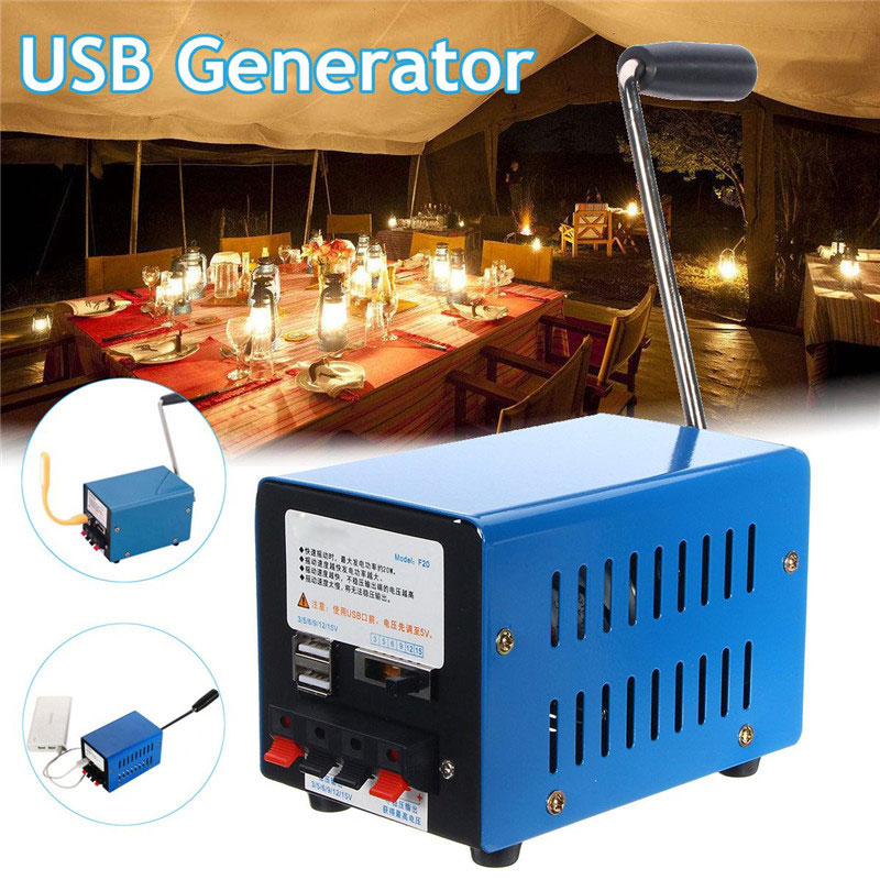 USB charging emergency rescue blue hand crank generator