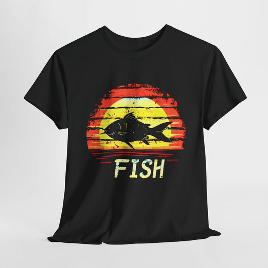 Black Fish Sunset Graphic T-Shirt – Bold, Artistic, and Stylish Statement