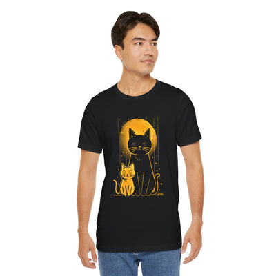 Two Cats Under Full Moon T-shirt Design