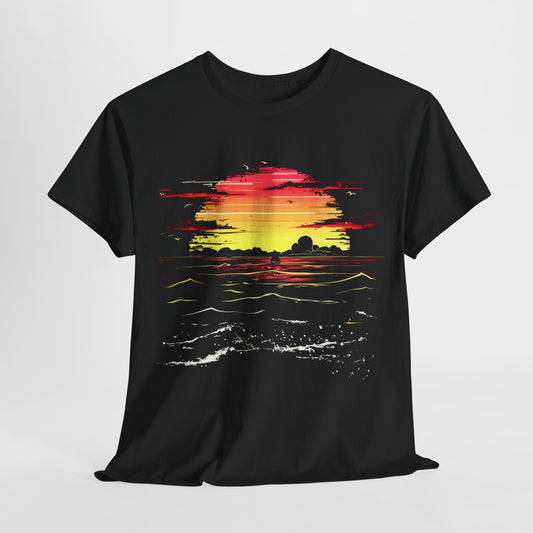 Stormy Seas Sunset T-shirt – Bold Ocean Adventure Graphic Tee