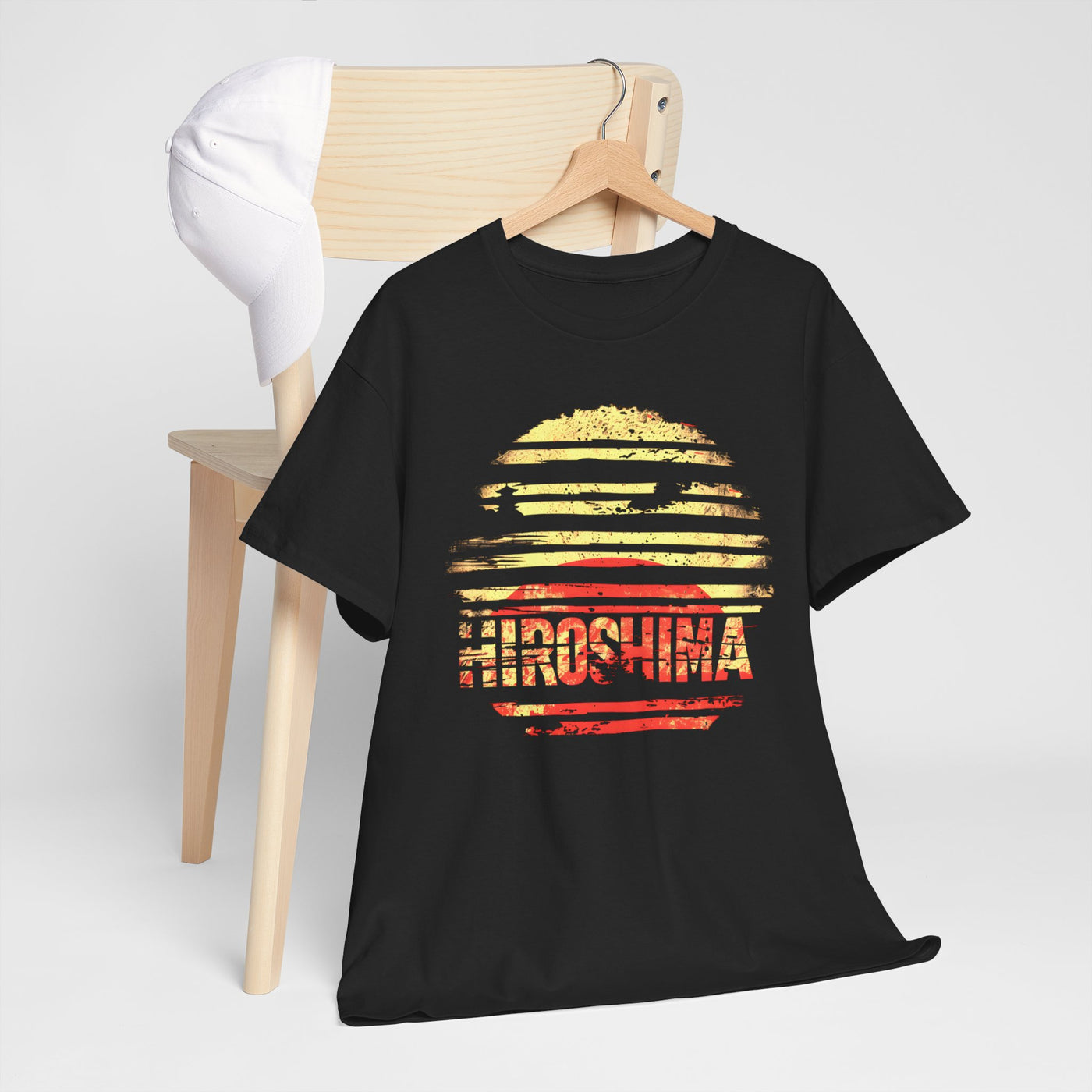 "Heavy Hiroshima Sunset T-Shirt - Bold Urban Sunset Graphic Tee, Japanese Art-Inspired Apparel"