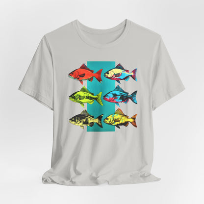 Six Andrew Warhol Style Fishes T-shirt design