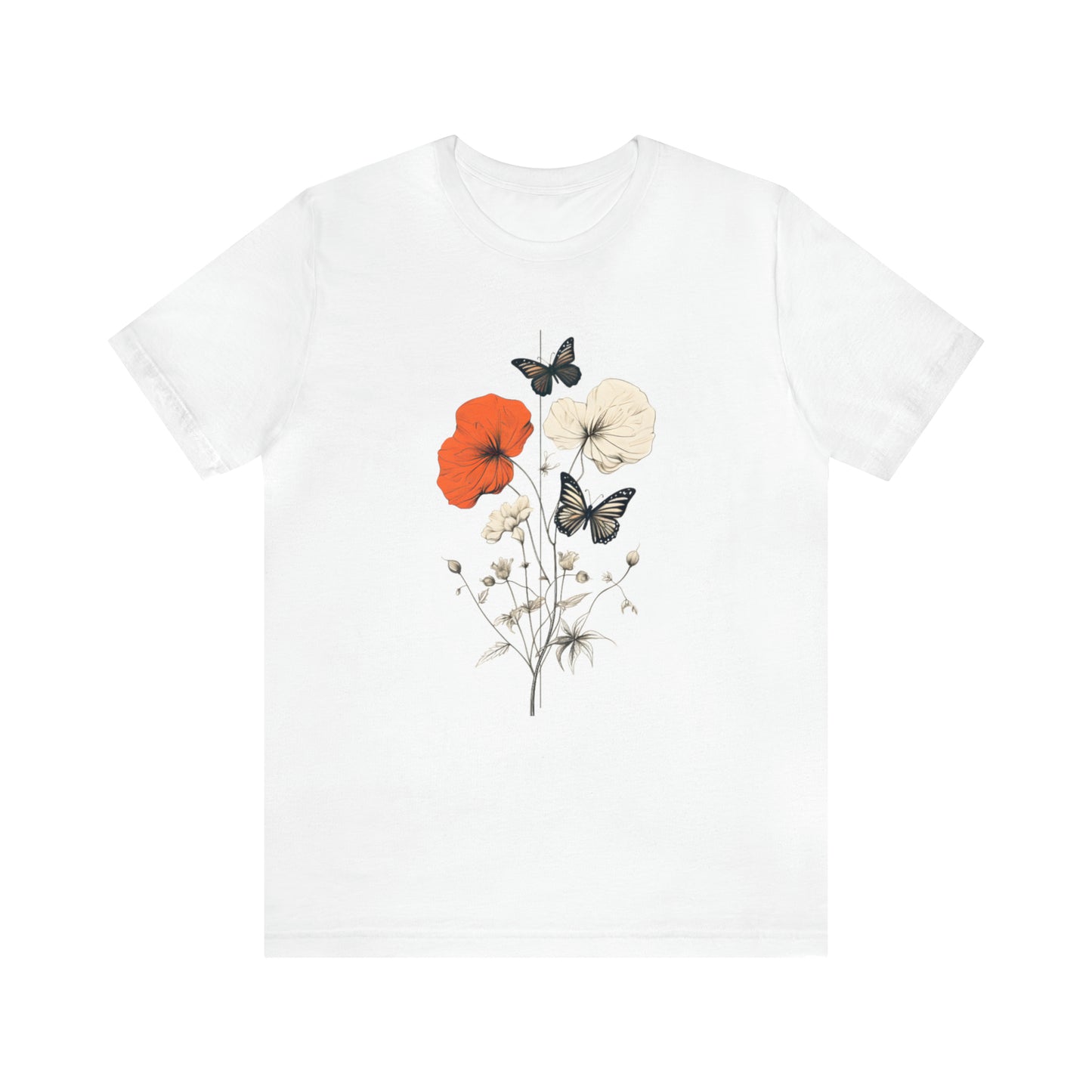 Minimalist design collection: Poppy flowers and butterflies