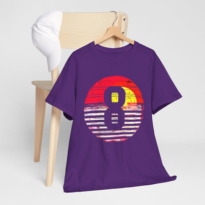 "Number 8 Sunset T-Shirt – Premium Cotton Tee with Vibrant Sunset Graphic, Casual & Comfortable Wear"