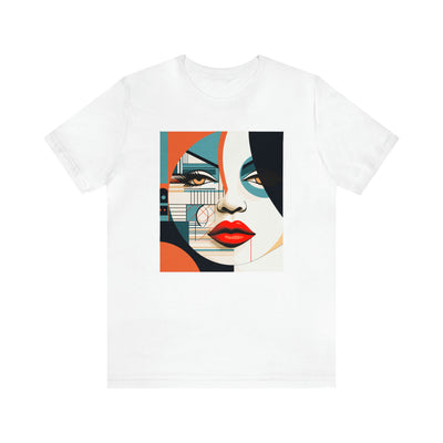 Graphical art and suprematism collection: Round girl's face with red lips