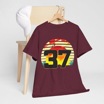 Lucky 37 Number Sunset T-Shirt | Unique Graphic Tee for Fans of Bold Style