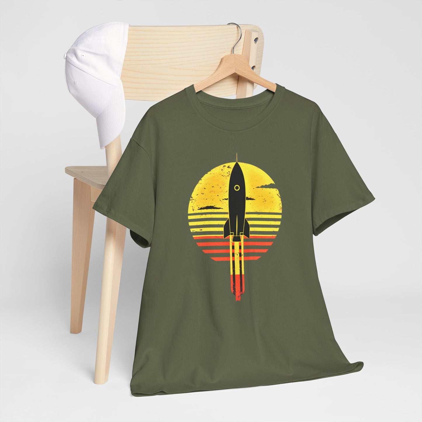 "Sunset Rocket Launch Space Exploration T-Shirt – Astronaut's Dream Graphic Tee"