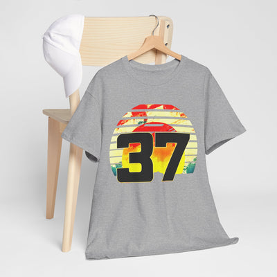 Lucky 37 Number Sunset T-Shirt | Unique Graphic Tee for Fans of Bold Style