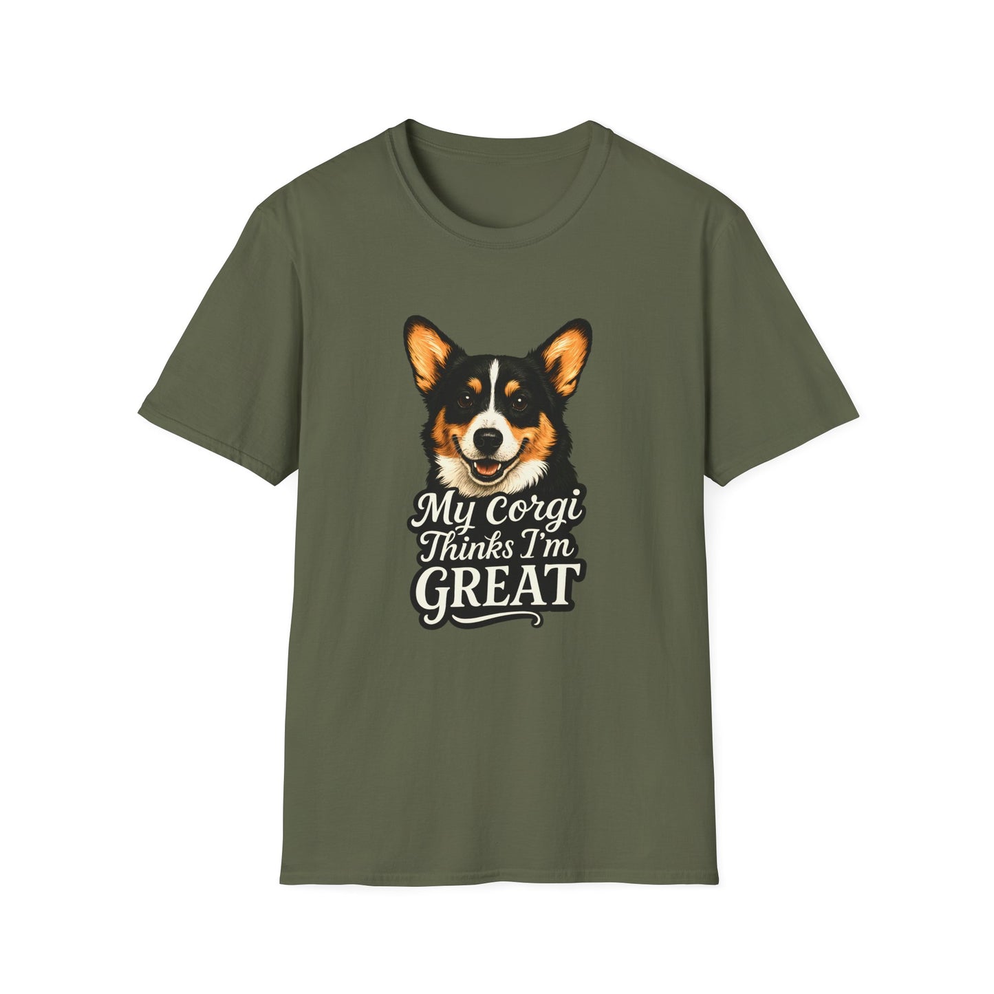 Corgi Lover T-Shirt - My Corgi Thinks I'm Great, Cute Dog Tee, Pet Owner Gift, Animal Lover Apparel, Funny Dog Shirt