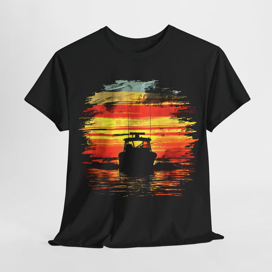 Sunset Boating Graphic T-Shirt – Vintage Coastal Vibes