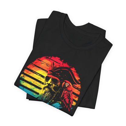 Cool Vintage Pirate in Sunshades  with a Parrot Graphic Unisex Tee - Perfect for Summer Adventures