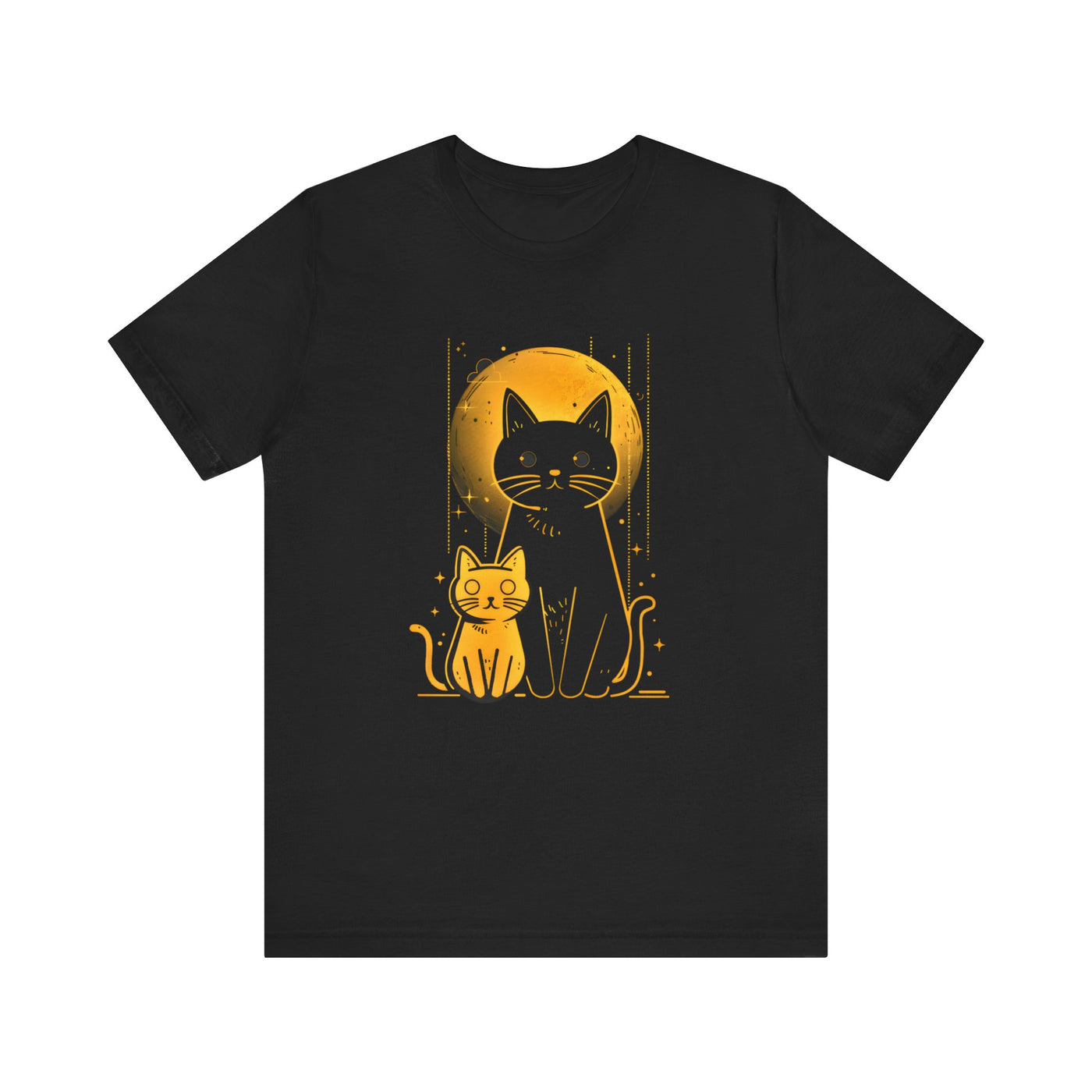 Two Cats Under Full Moon T-shirt Design