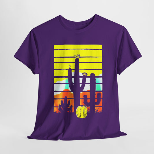 "Desert Cacti Sunset T-Shirt - Southwest Cactus Sunset Graphic Tee, Outdoor Adventure Apparel"