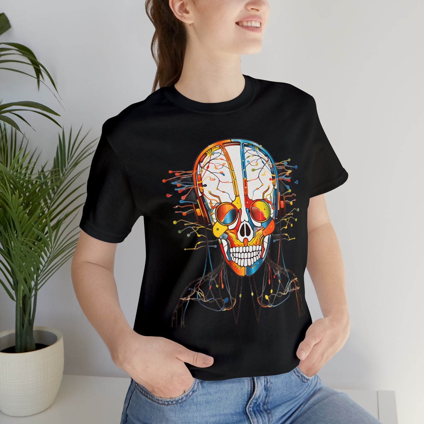 Graphical skeletons collection: Colorful Skull with Headphones Design