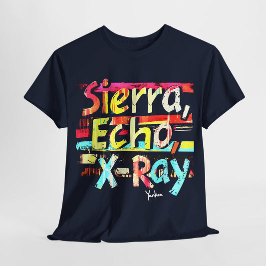 "Sierra, Echo, X-ray" Phonetic Alphabet T-Shirt – Military-Inspired Sexy Graphic Tee for Tactical Enthusiasts