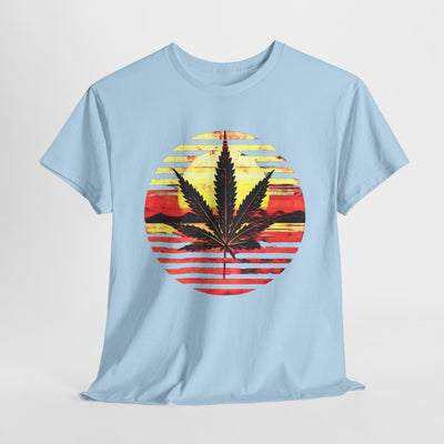 Cannabis Leaf Sunset T-shirt Design