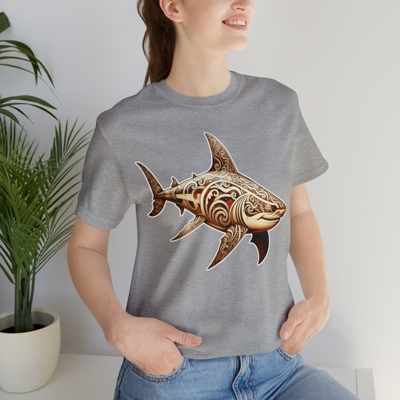 Fishy art collection: Woodcut shark artistic design