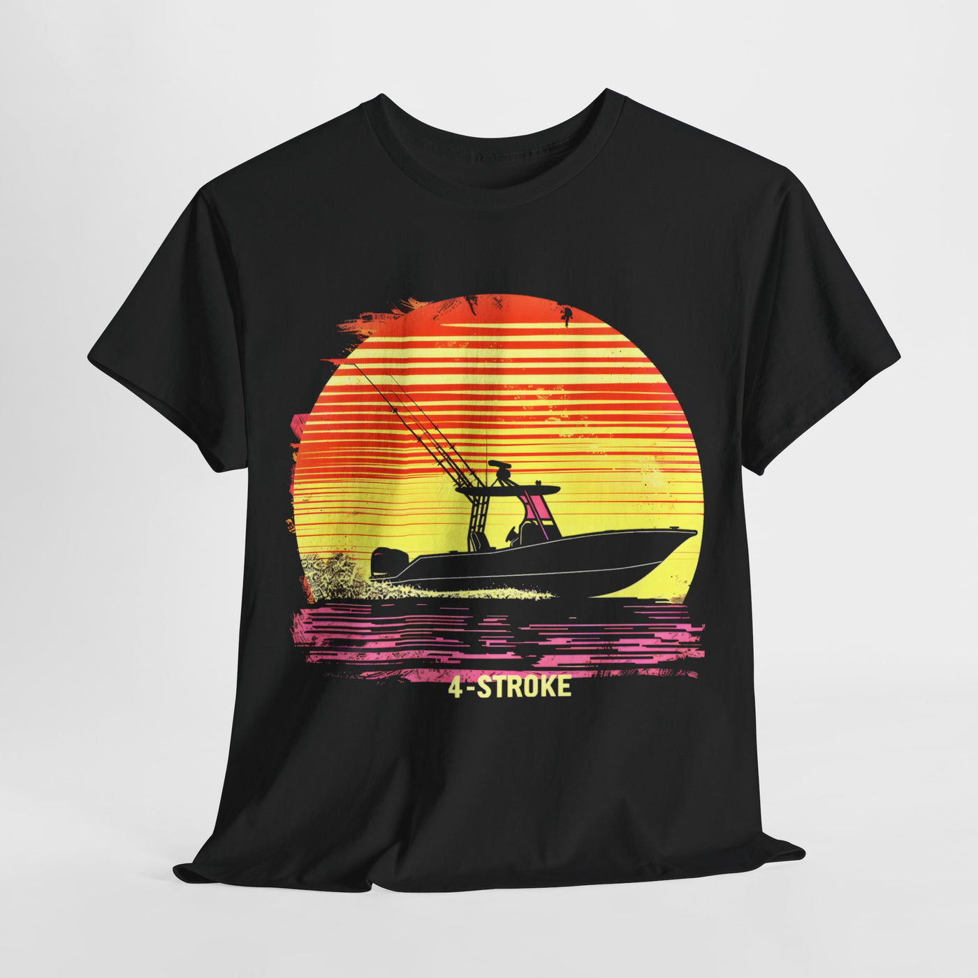 4-Stroke Sunset Fishing Boating T-Shirt – Perfect Blend of Adventure and Tranquility