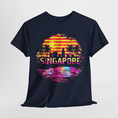 "Singapore Sunset T-Shirt - Scenic Skyline Graphic Unisex Tee"