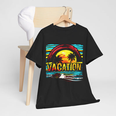 Seaside Palm Sunset Vacation T-Shirt – Coastal Vibes Graphic Tee for Beach Lovers