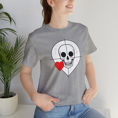 Graphical skeletons collection: Skull with a Heart Line art minimalist