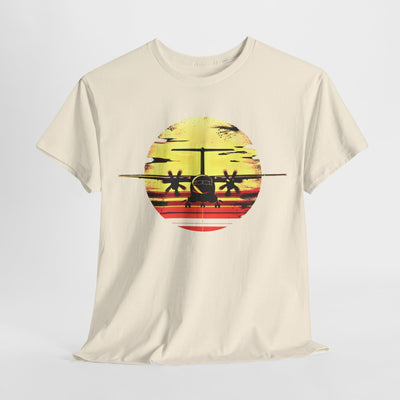 ATR-72 Turboprop Sunset Graphic T-Shirt – Aviation Art | Premium Cotton Tee