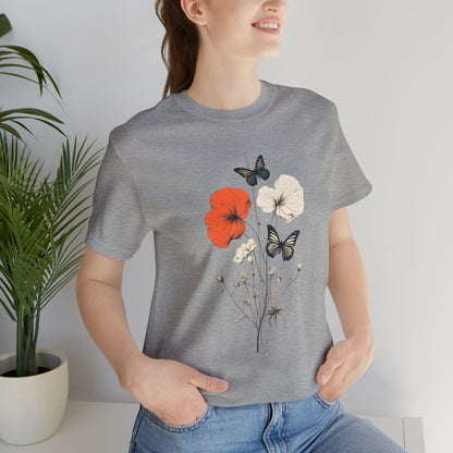 Minimalist design collection: Poppy flowers and butterflies