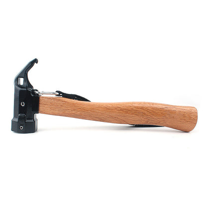 Hammer Copper Outdoor Tent With Wooden Handle Anti-slip Rope Brass Camping Hammer for Pulling Tent Nail Peg Survival Tool