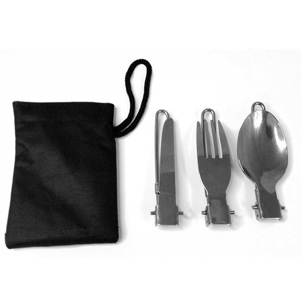 3pcs Set Folding Picnic Traveling Hiking Camping Cutlery Ute