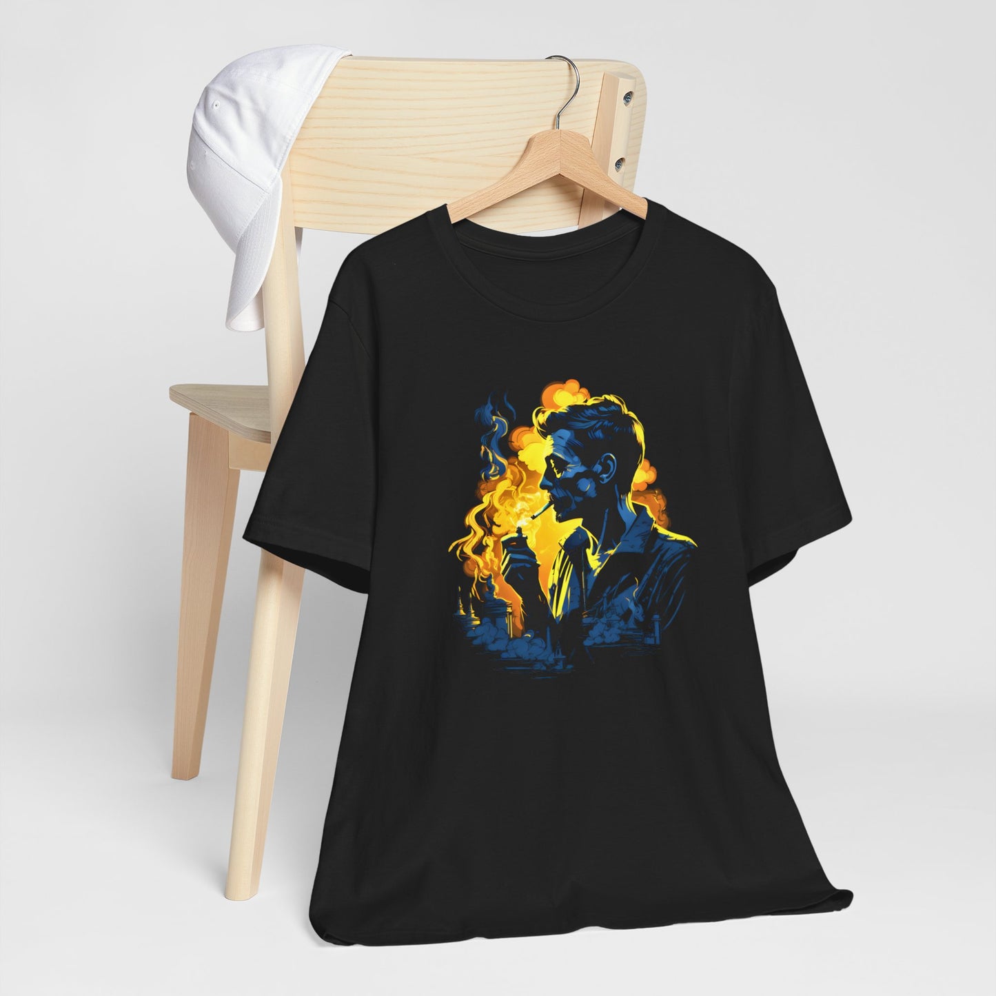 Smoking Man In Blue T-shirt design