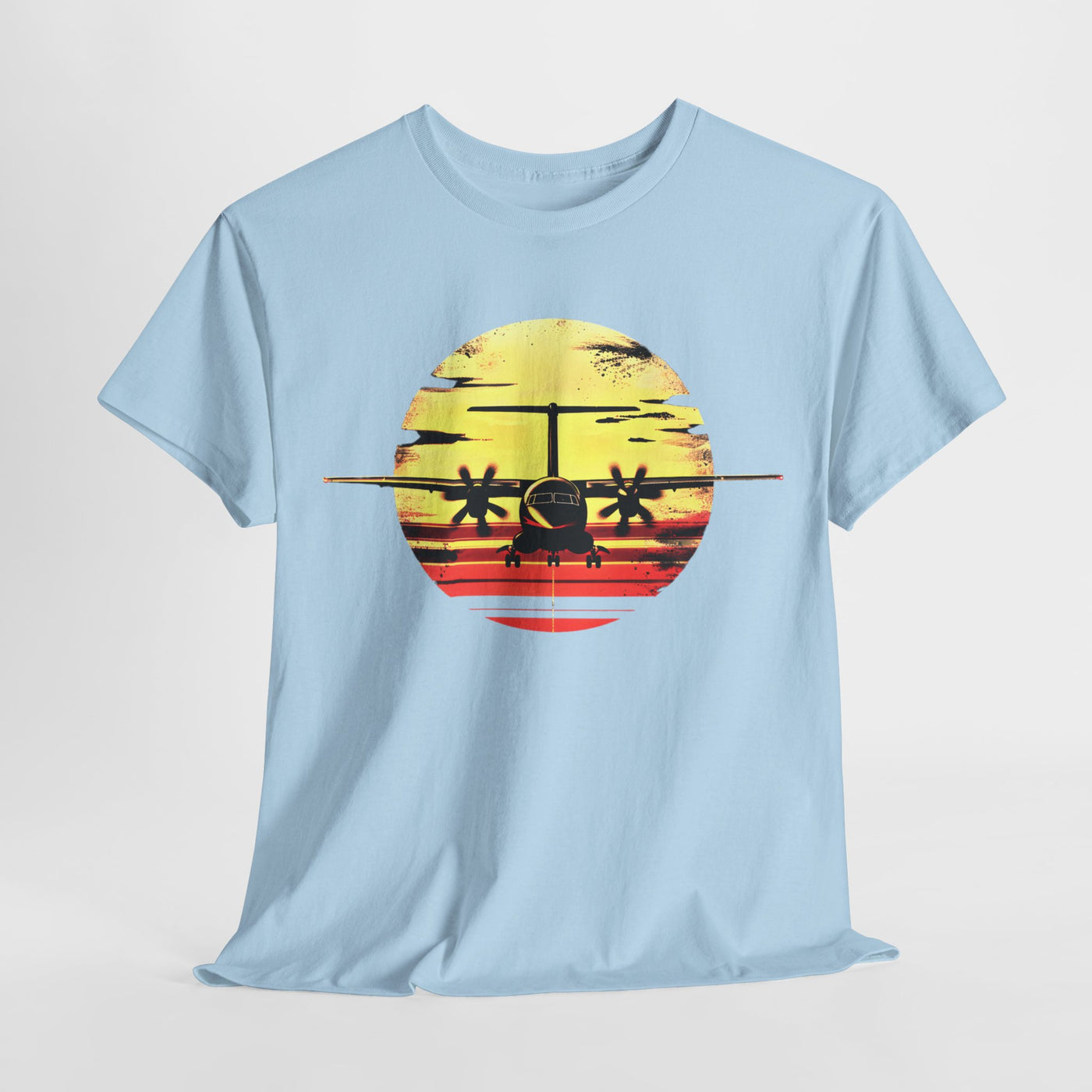 ATR-72 Turboprop Sunset Graphic T-Shirt – Aviation Art | Premium Cotton Tee