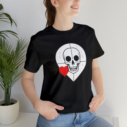 Graphical skeletons collection: Skull with a Heart Line art minimalist