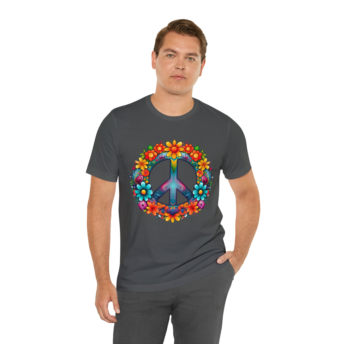 SAY NO TO WAR COLLECTION: Peace and Love symbol in fowers