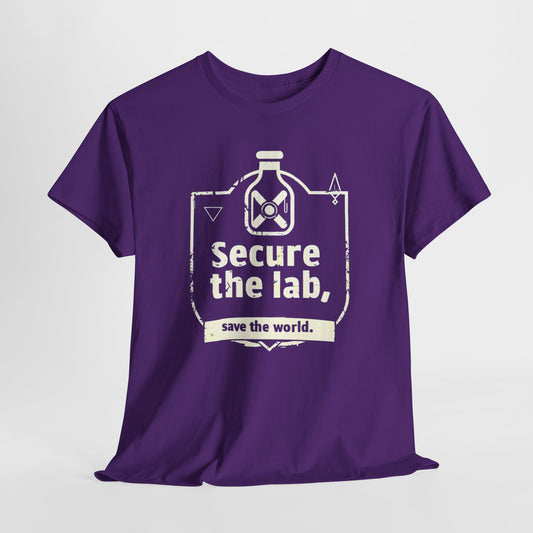 "Secure the Lab! Save the World T-Shirt | Biosafety Hero Tee | Lab Safety Apparel"