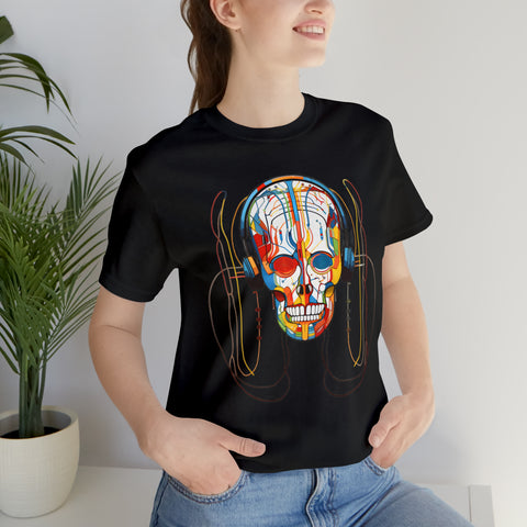 Graphical skeletons collection: Skull with Headphones Suprematism Design