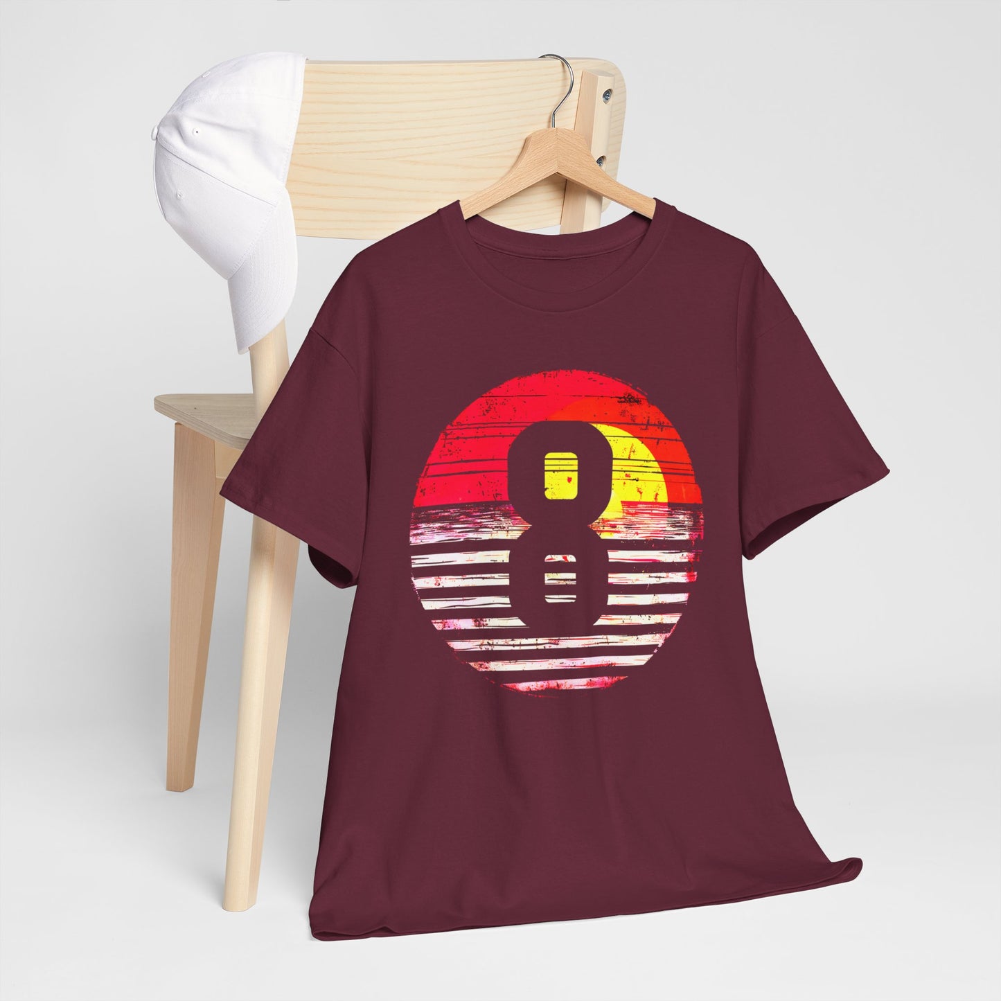 "Number 8 Sunset T-Shirt – Premium Cotton Tee with Vibrant Sunset Graphic, Casual & Comfortable Wear"