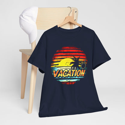 Sunset Cocktail Vacation T-Shirt – Tropical Vibes Graphic Tee for Beach Lovers