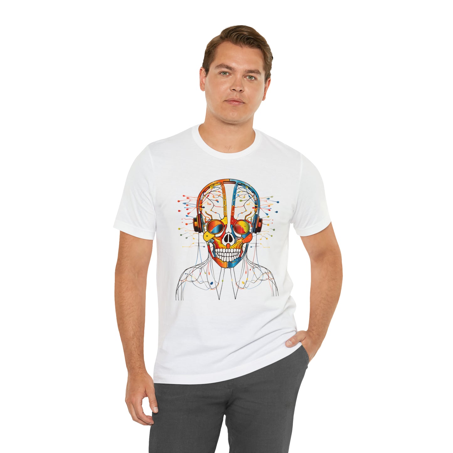 Graphical skeletons collection: Colorful Skull with Headphones Design